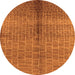 Round Machine Washable Oriental Orange Industrial Area Rugs, wshurb723org