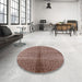 Round Mid-Century Modern Chestnut Brown Oriental Rug in a Office, urb723