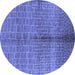 Round Oriental Blue Industrial Rug, urb723blu