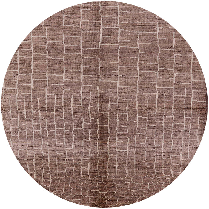 Round Machine Washable Industrial Modern Chestnut Brown Rug, wshurb723