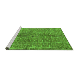 Sideview of Machine Washable Oriental Green Industrial Area Rugs, wshurb723grn