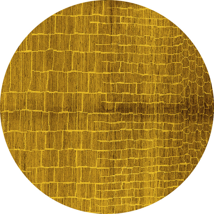 Round Oriental Yellow Industrial Rug, urb723yw