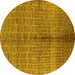 Round Oriental Yellow Industrial Rug, urb723yw