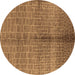 Round Oriental Brown Industrial Rug, urb723brn