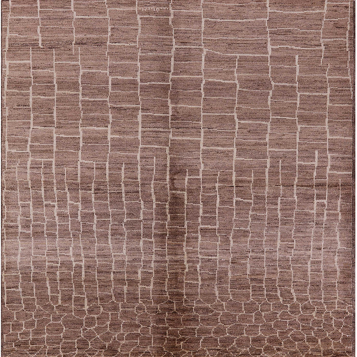 Square Mid-Century Modern Chestnut Brown Oriental Rug, urb723