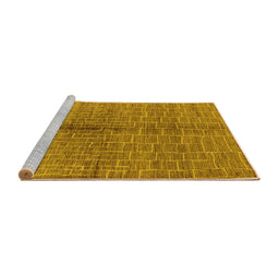 Sideview of Machine Washable Oriental Yellow Industrial Rug, wshurb723yw