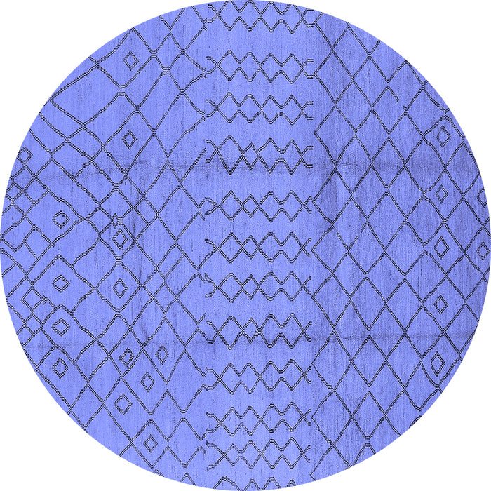 Round Machine Washable Oriental Blue Industrial Rug, wshurb724blu