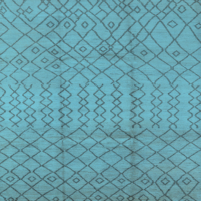 Square Machine Washable Oriental Light Blue Industrial Rug, wshurb724lblu