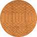 Round Machine Washable Oriental Orange Industrial Area Rugs, wshurb724org