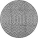 Round Machine Washable Oriental Gray Industrial Rug, wshurb724gry