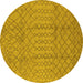 Round Oriental Yellow Industrial Rug, urb724yw