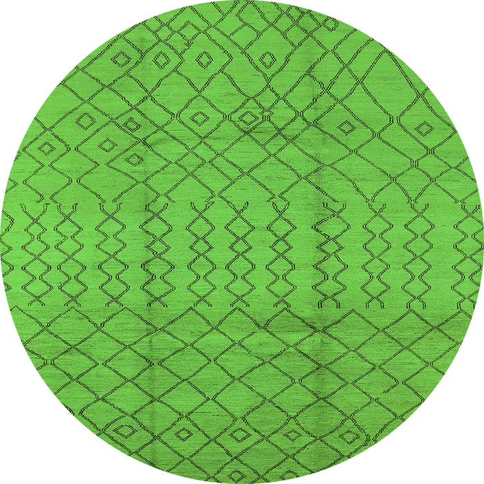 Round Oriental Green Industrial Rug, urb724grn