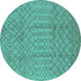 Round Oriental Turquoise Industrial Rug, urb724turq