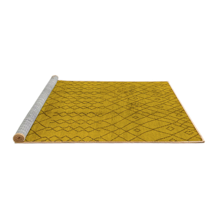 Sideview of Machine Washable Oriental Yellow Industrial Rug, wshurb724yw