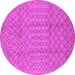 Round Machine Washable Oriental Pink Industrial Rug, wshurb724pnk