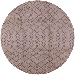 Round Machine Washable Industrial Modern Dark Almond Brown Rug, wshurb724