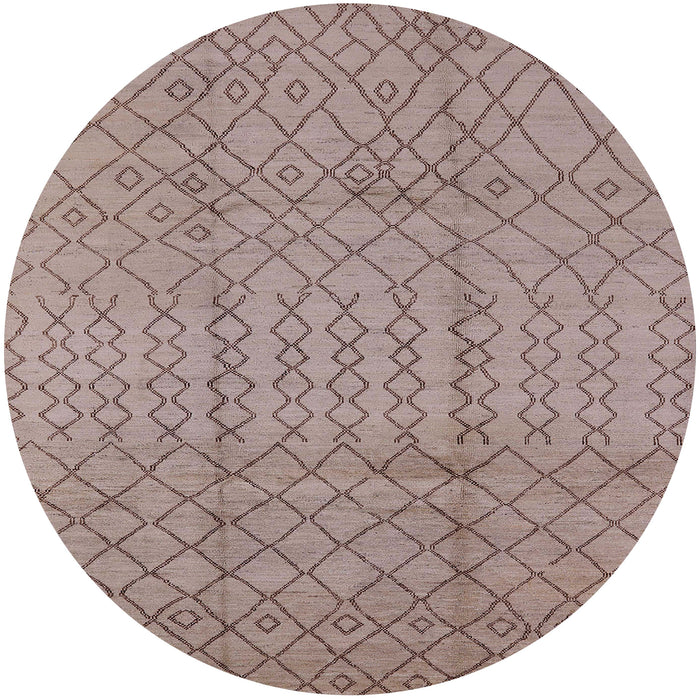 Round Machine Washable Industrial Modern Dark Almond Brown Rug, wshurb724