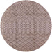 Round Machine Washable Industrial Modern Dark Almond Brown Rug, wshurb724