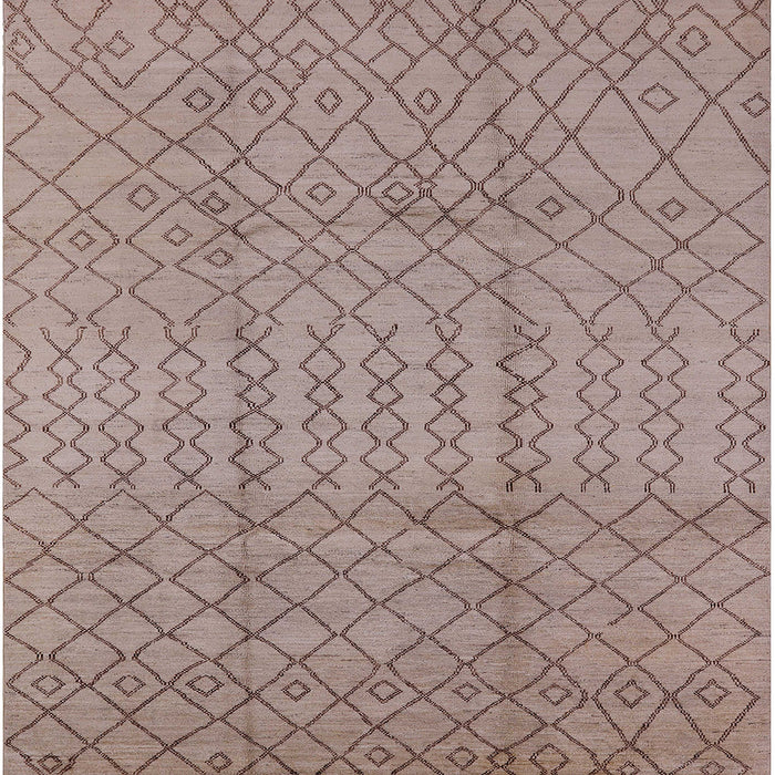 Square Mid-Century Modern Dark Almond Brown Oriental Rug, urb724