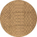 Round Oriental Brown Industrial Rug, urb724brn