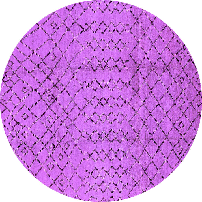 Round Machine Washable Oriental Purple Industrial Area Rugs, wshurb724pur