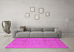 Machine Washable Oriental Pink Industrial Rug in a Living Room, wshurb724pnk