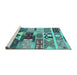 Sideview of Machine Washable Oriental Turquoise Industrial Area Rugs, wshurb725turq