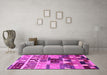 Machine Washable Oriental Pink Industrial Rug in a Living Room, wshurb725pnk