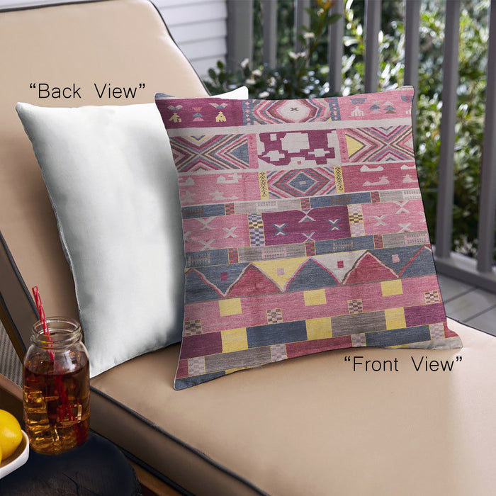 Front View of Mid-Century Modern Urban Square Dusty Pink Throw Pillow, 18 inch by 18 inch, pwurb725