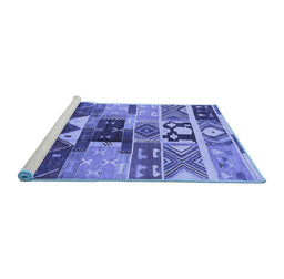 Sideview of Machine Washable Oriental Blue Industrial Rug, wshurb725blu