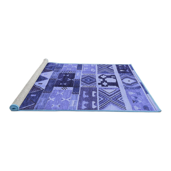 Sideview of Machine Washable Oriental Blue Industrial Rug, wshurb725blu