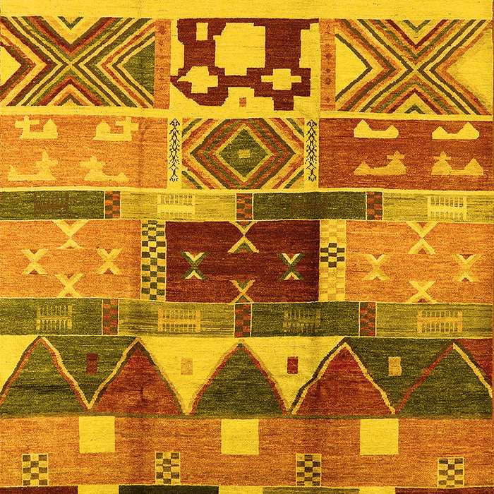 Machine Washable Oriental Yellow Industrial Rug, wshurb725yw