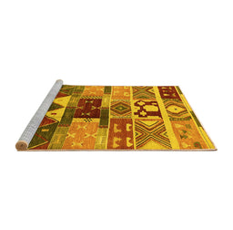 Sideview of Machine Washable Oriental Yellow Industrial Rug, wshurb725yw
