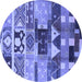 Round Oriental Blue Industrial Rug, urb725blu