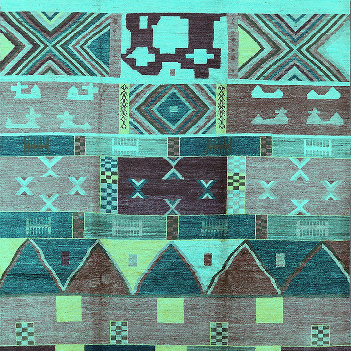 Machine Washable Oriental Turquoise Industrial Area Rugs, wshurb725turq