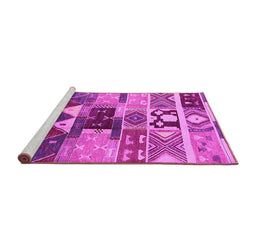 Sideview of Machine Washable Oriental Pink Industrial Rug, wshurb725pnk