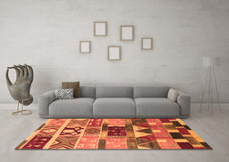 Machine Washable Oriental Orange Industrial Area Rugs in a Living Room, wshurb725org