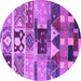 Round Oriental Purple Industrial Rug, urb725pur