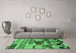 Machine Washable Oriental Emerald Green Industrial Area Rugs in a Living Room,, wshurb725emgrn