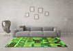 Machine Washable Oriental Green Industrial Area Rugs in a Living Room,, wshurb725grn