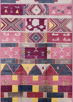 Mid-Century Modern Pink Oriental Rug, urb725