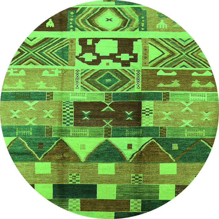 Round Oriental Green Industrial Rug, urb725grn
