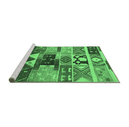 Sideview of Machine Washable Oriental Emerald Green Industrial Area Rugs, wshurb725emgrn