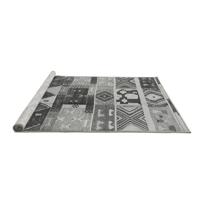 Sideview of Machine Washable Oriental Gray Industrial Rug, wshurb725gry
