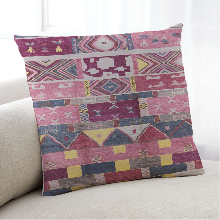 Lifestyle Image of Mid-Century Modern Urban Square Dusty Pink Throw Pillow, 18 inch by 18 inch, pwurb725