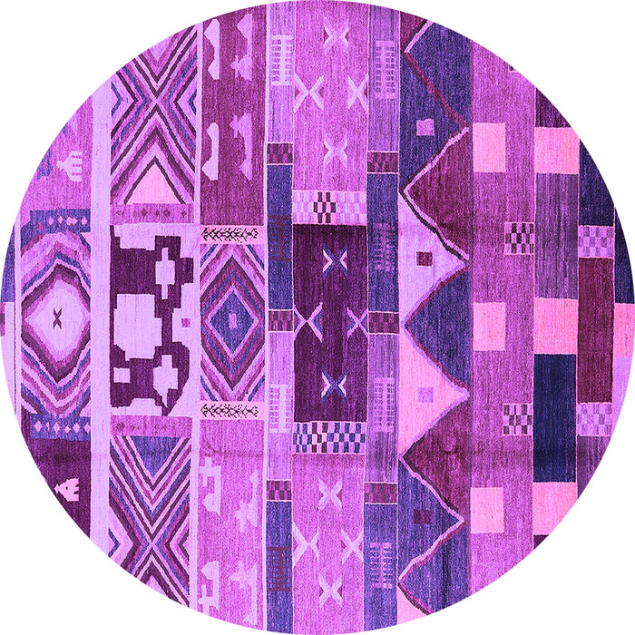 Round Machine Washable Oriental Purple Industrial Area Rugs, wshurb725pur