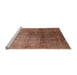 Sideview of Machine Washable Industrial Modern Chestnut Red Rug, wshurb726