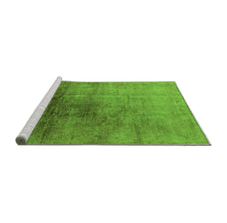 Sideview of Machine Washable Oriental Green Industrial Area Rugs, wshurb726grn