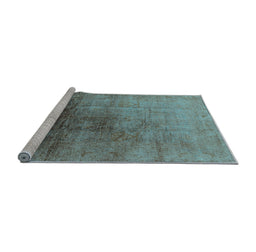 Sideview of Machine Washable Oriental Light Blue Industrial Rug, wshurb726lblu