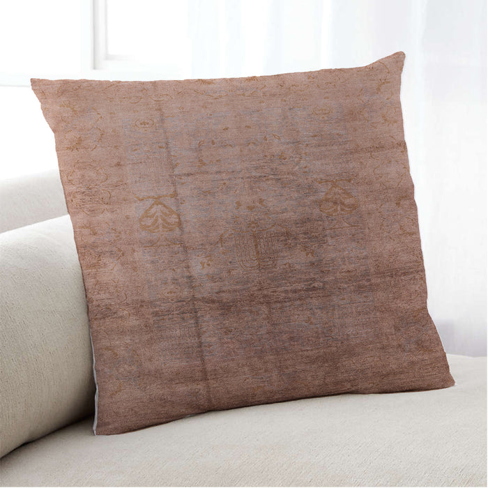 Lifestyle Image of Mid-Century Modern Urban Square Chestnut Red Throw Pillow, 18 inch by 18 inch, pwurb726